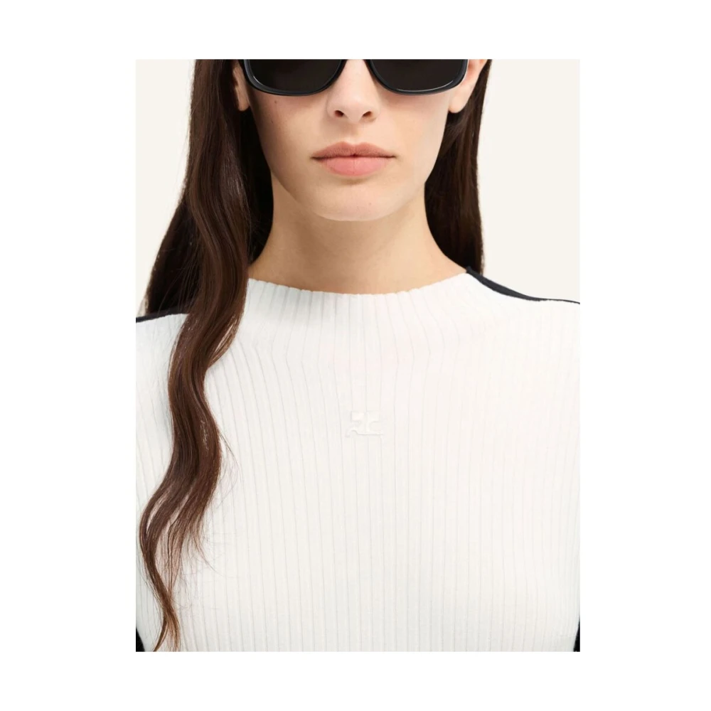 Courrèges Gebreide Color-Block Jurk White Dames