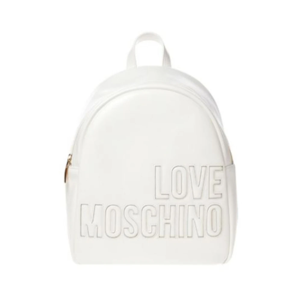 Love Moschino Logo Rugzak met Ritssluiting White Dames