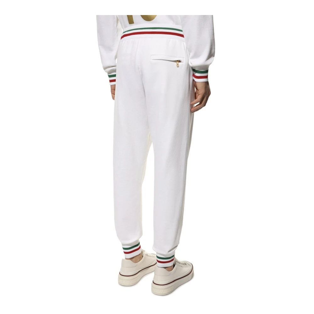 Dolce & Gabbana Logo Sweatpants met Ribboorden White Heren