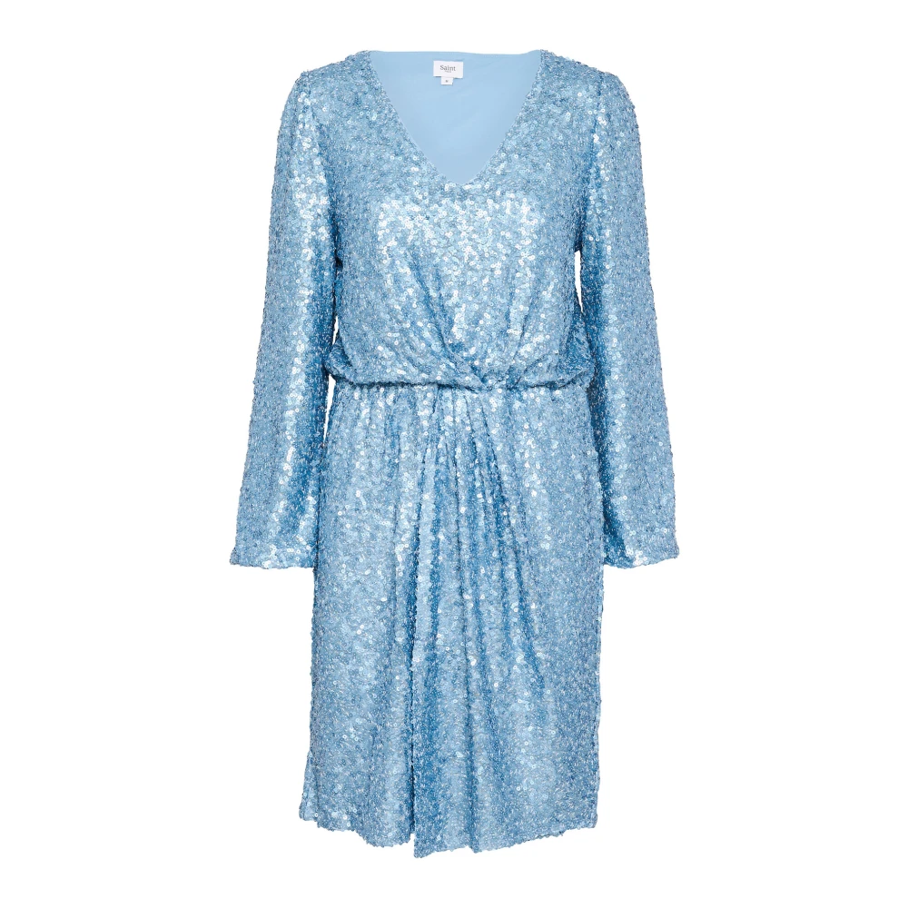 Saint Tropez Women's Blue Elegant Sequin Dress Smoke