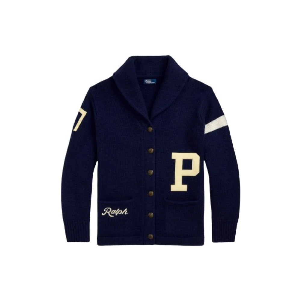 Polo Ralph Lauren Wollen Shawl Kraag Vest Blue Dames
