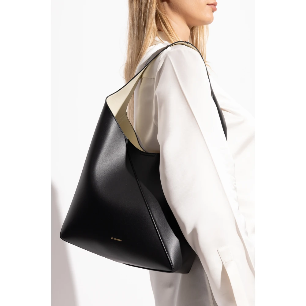 Jil Sander Schoudertas Vertigo Hobo Medium Black Dames