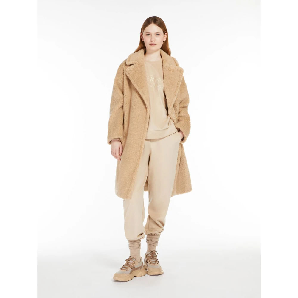 Max Mara Weekend Zachte Jersey Gedrapeerde Broek met Elastische Taille en Manchetten Beige Dames