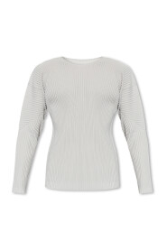 Pleated T-shirt with long sleeves