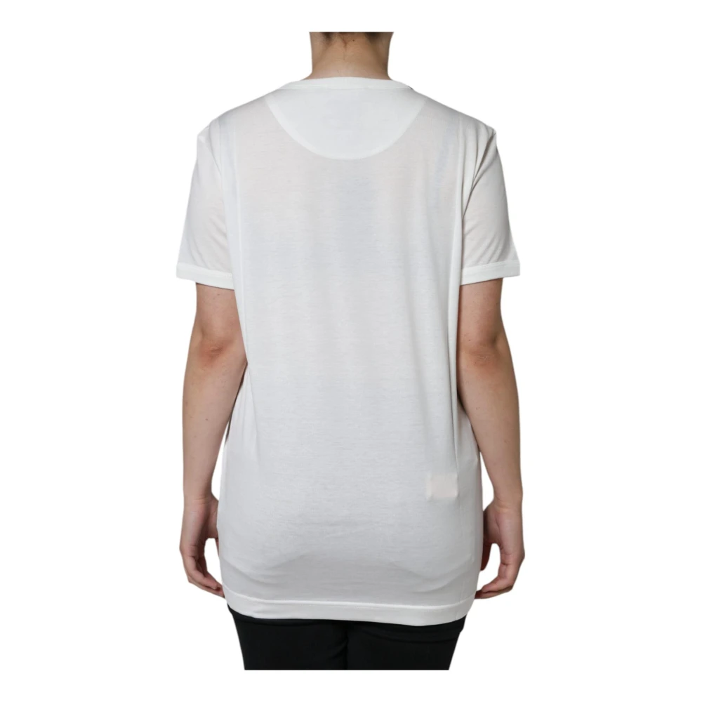 Dolce & Gabbana Witte Katoenen Crew Neck T-shirt White Dames