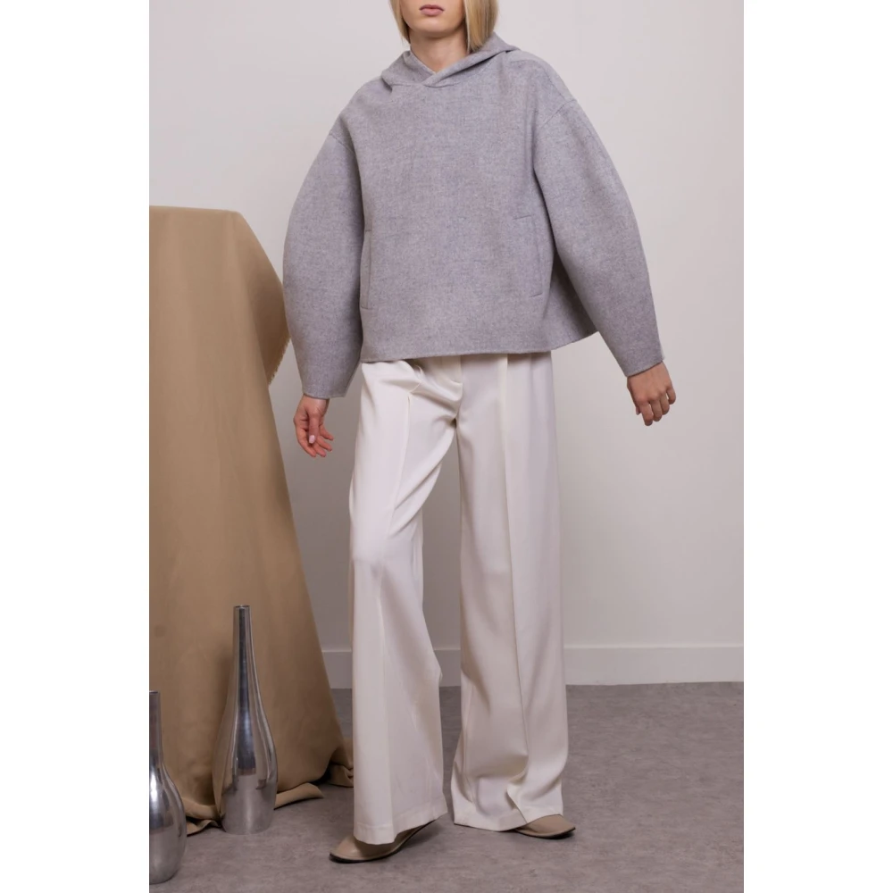 Loulou Studio Taupe Hooded Wol Cashmere Jas Gray Dames