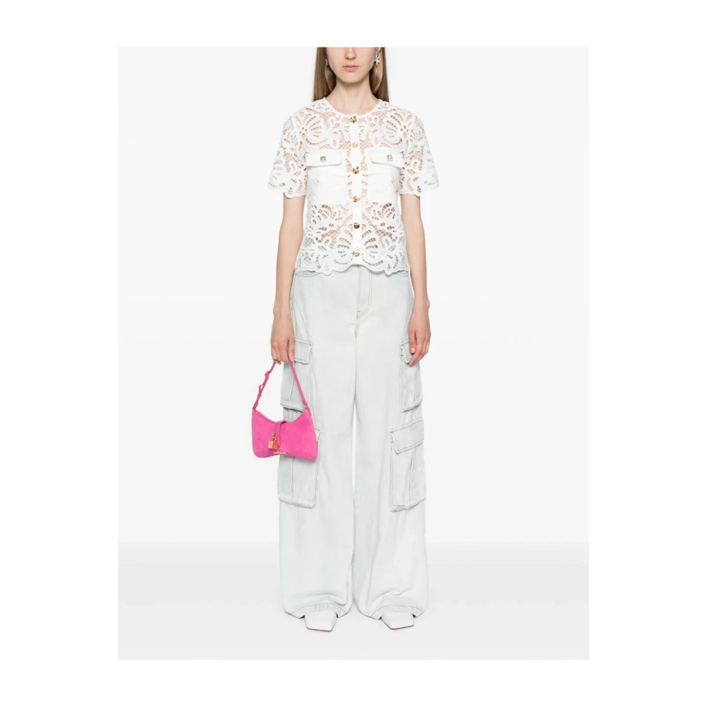 Self Portrait Blonde Top Wit Shirt White Dames