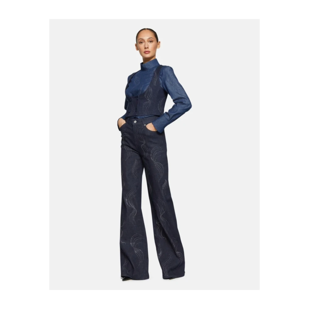 Dondup Dubbelbreasted denim stretch vest Blue Dames