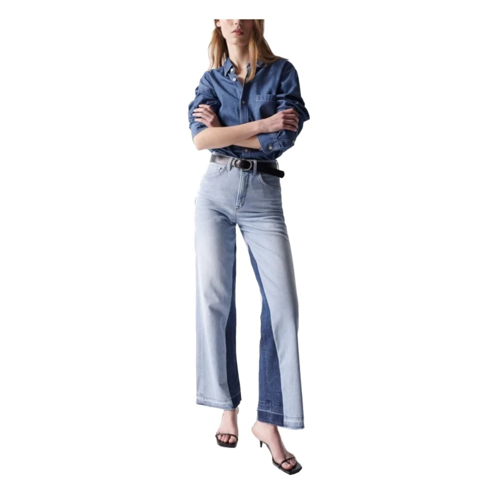 Salsa Push in Wide Leg Jeans met geheime glamour Blue Dames