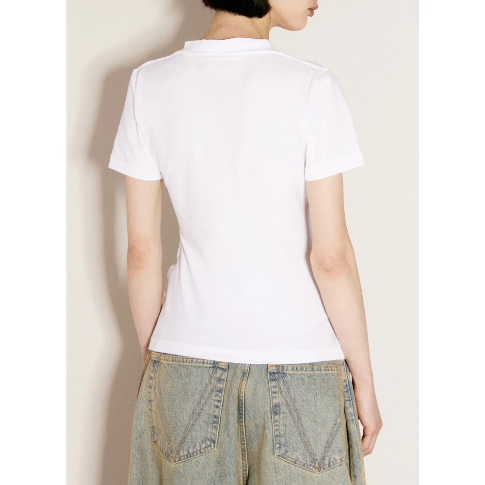 Vetements T-shirt met omgekeerd logo borduurwerk White Dames