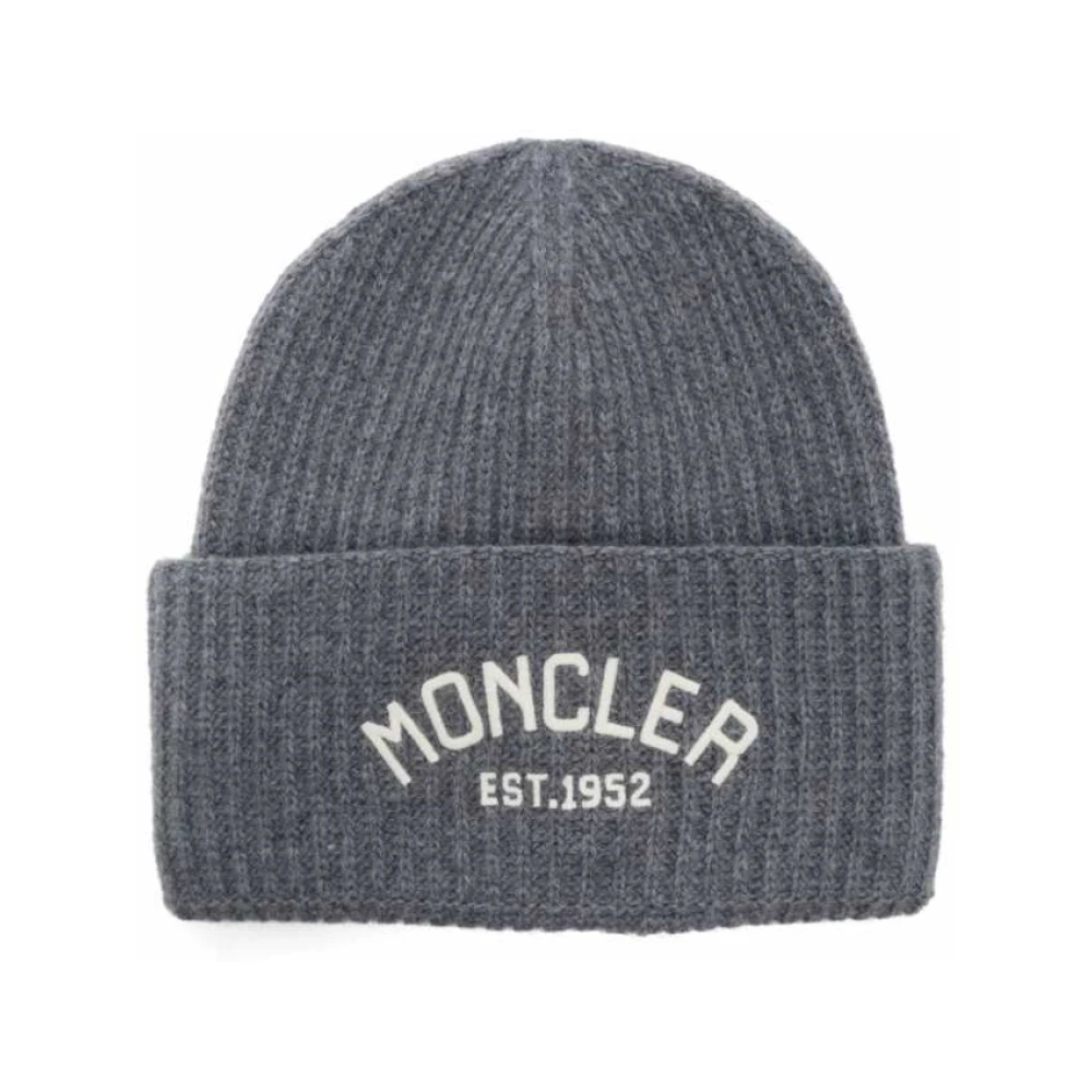 Moncler Barn Ribbstickad Ull Mössa Grå Gray, Pojke