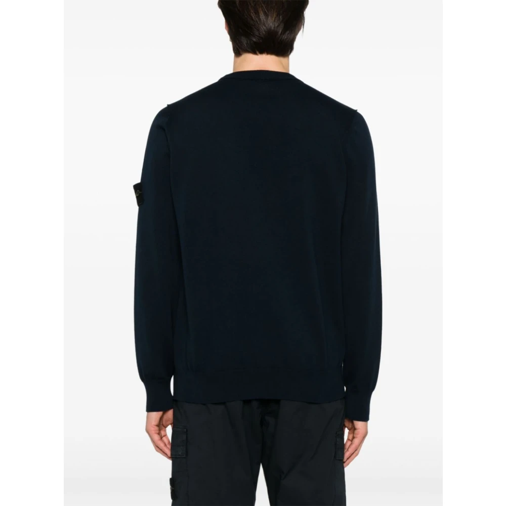 Stone Island Blauwe Katoenen Gebreide Trui Blue Heren