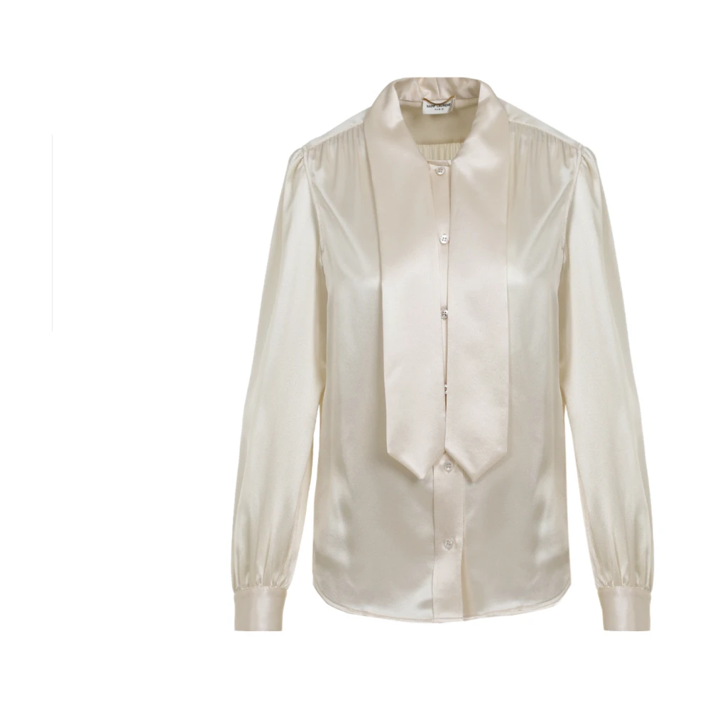 Saint Laurent Witte Zijden Blouse White Dames