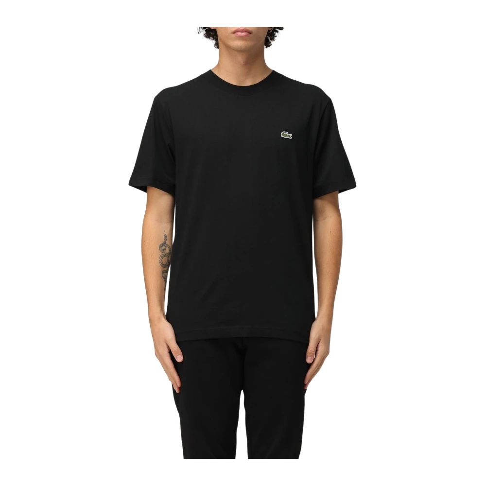 Lacoste Black T-Shirts, Male, L, Crew Neck Cotton T-Shirt
