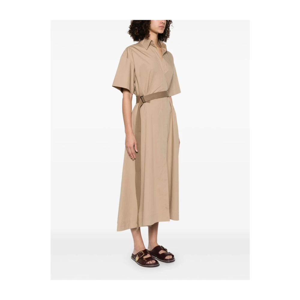 BRUNELLO CUCINELLI Beige Overhemdjurk met V-hals Beige Dames