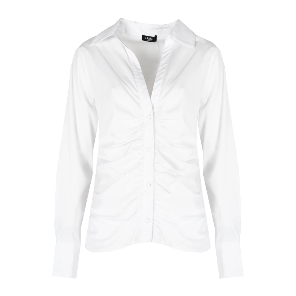 Liu Jo Elegante V-hals Blouse met Knoopsluiting White Dames