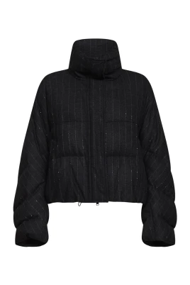Pinstripe Wool-Blend Bomber Jacket