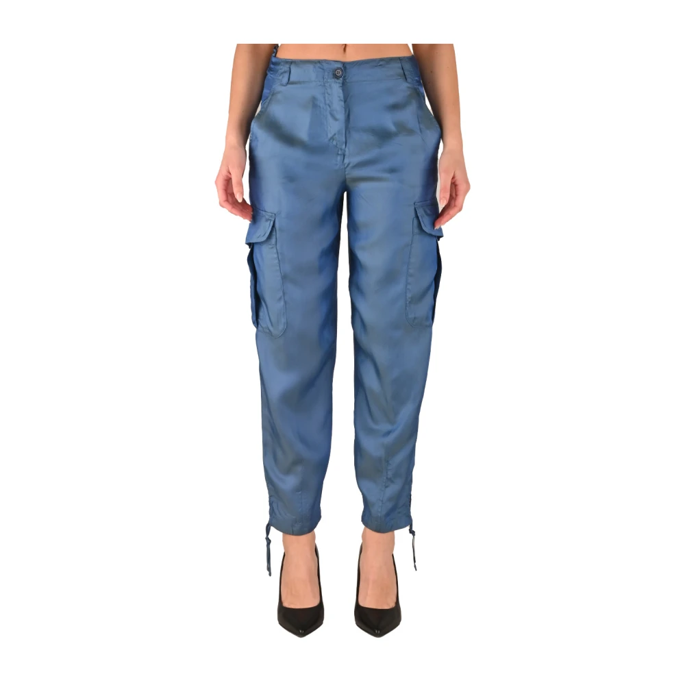 Aspesi Cargo acryl broek met glinsterend effect Blue Dames