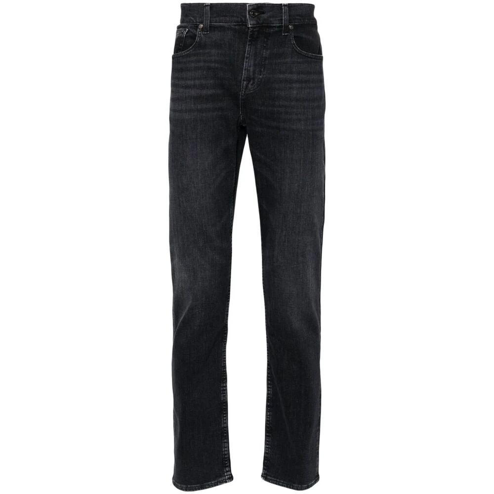 7 For All Mankind Zwarte Slim Fit Denim Jeans Black Heren