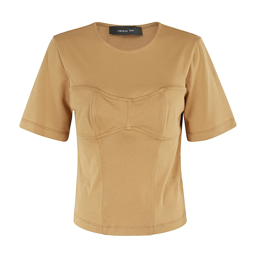 Federica Tosi Women's Brown Casual Cotton Tee - T-Shirts - L - Tops