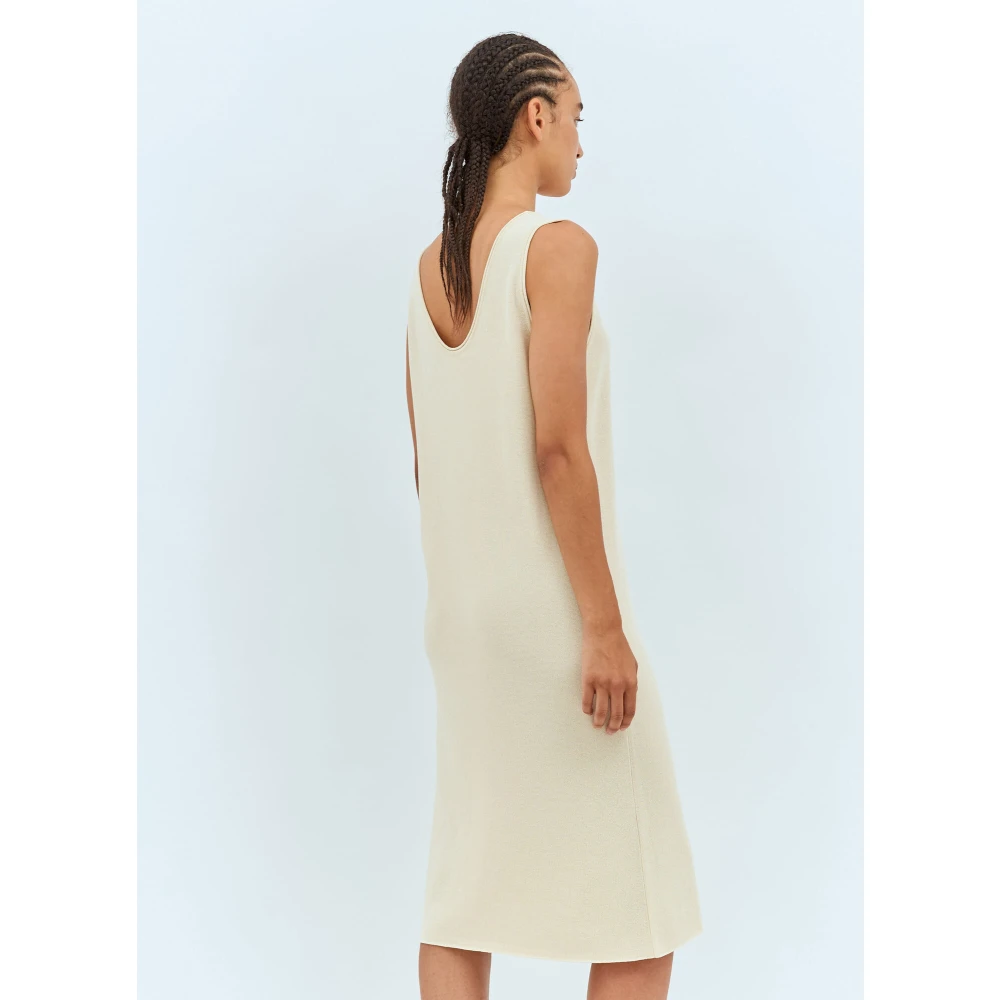 The Row Zijden Gebreide Garfield Midi Jurk Italië Beige Dames