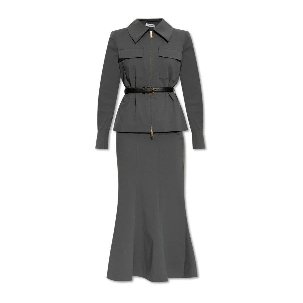 Self Portrait Women's Gray Midi Dresses,, Dress With Detachable Skirt 3XS