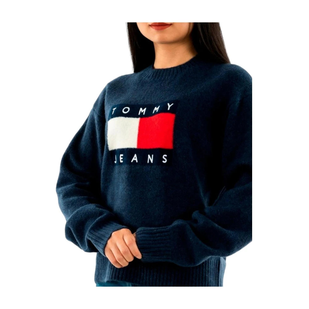 Tommy Hilfiger Melange Flag Sweater Blue Dames