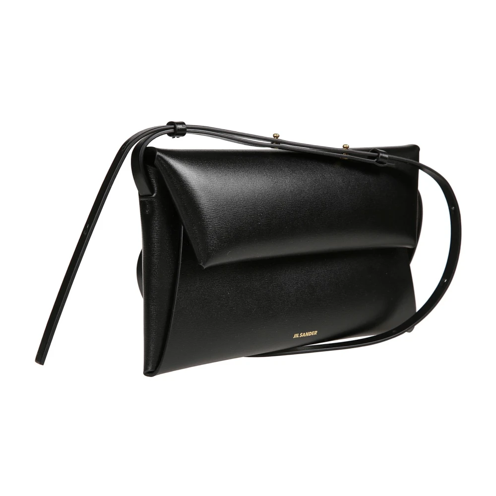 Jil Sander Kleine leren crossbody tas met reliëflogo Black Dames