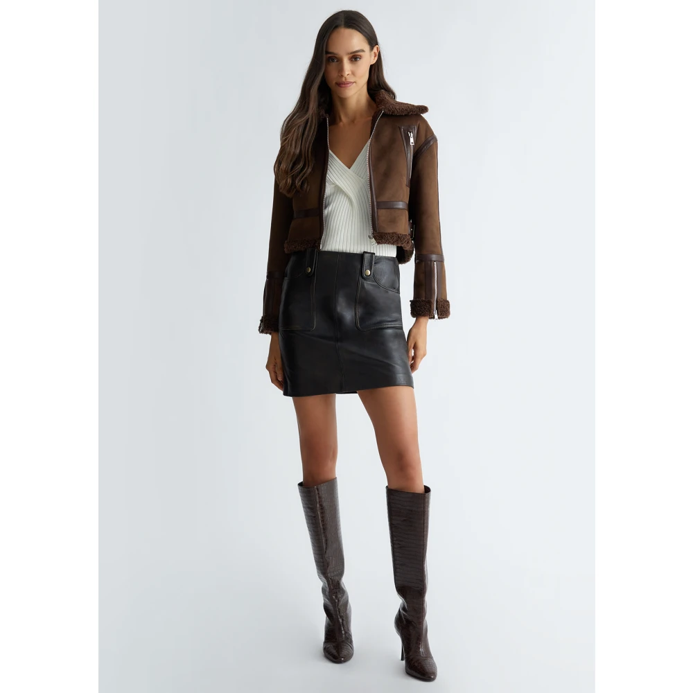 Liu Jo Geknipte jas van gecoat materiaal met overhemdkraag Brown Dames