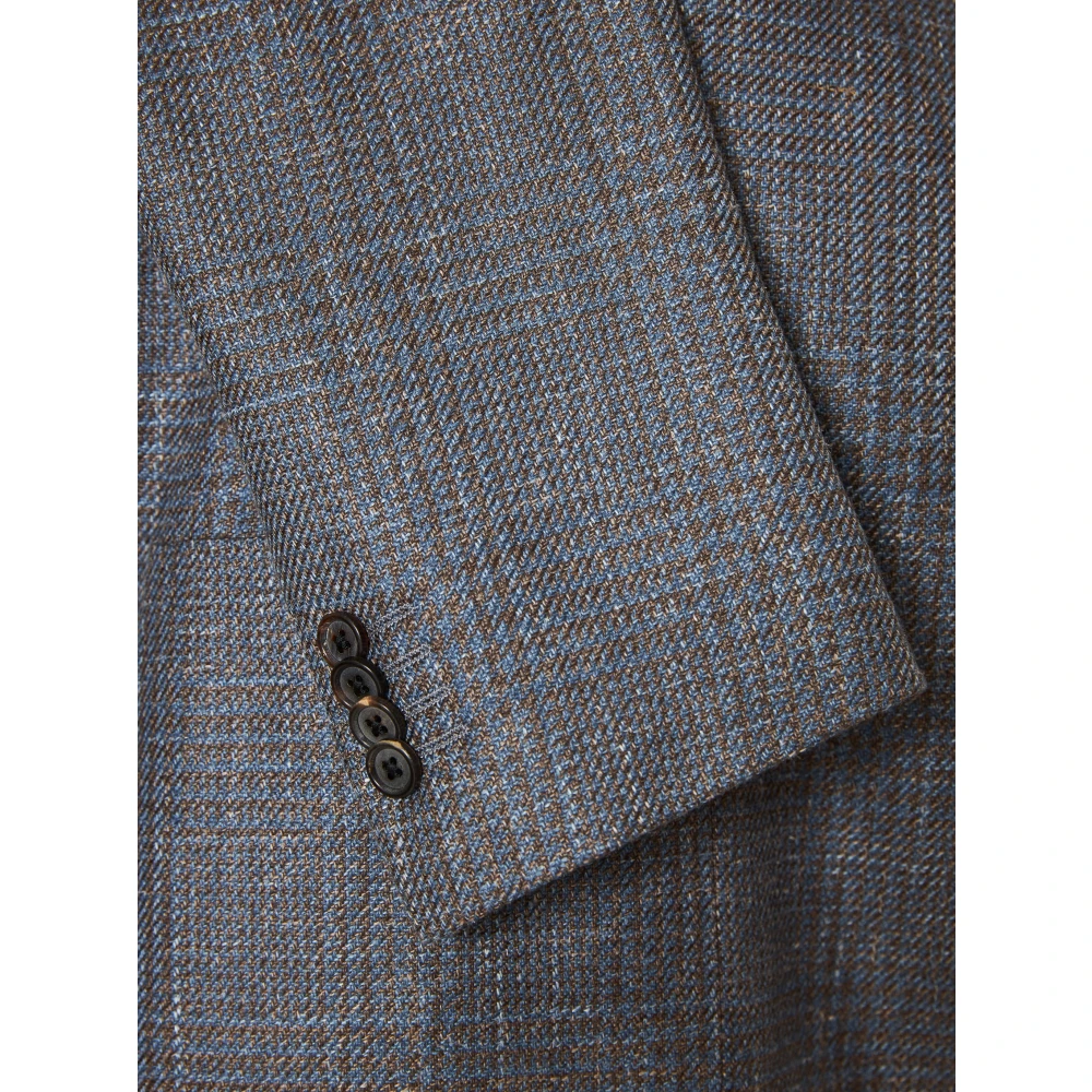 Corneliani Luxe Wol Zijde Linnen Jas Blue Heren