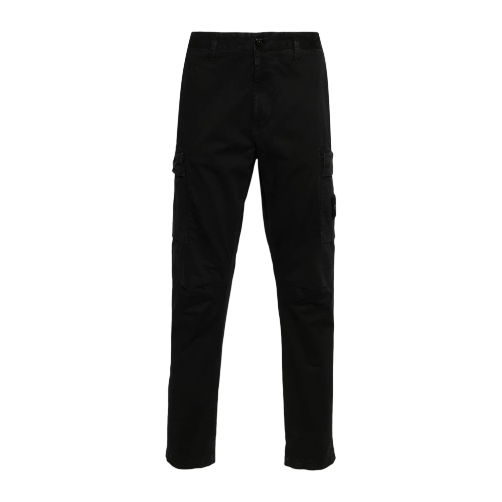 Stone Island Black Slim-Fit Trousers - Male - Slim-Fit Trousers - W32 - Trousers