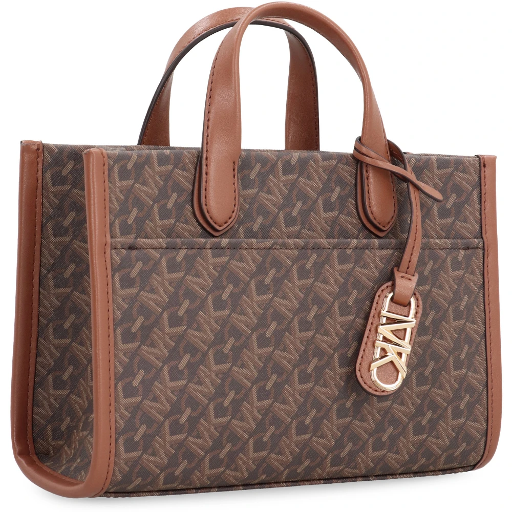 Michael Kors Bedrukte canvas messenger tas met leren details Brown Dames
