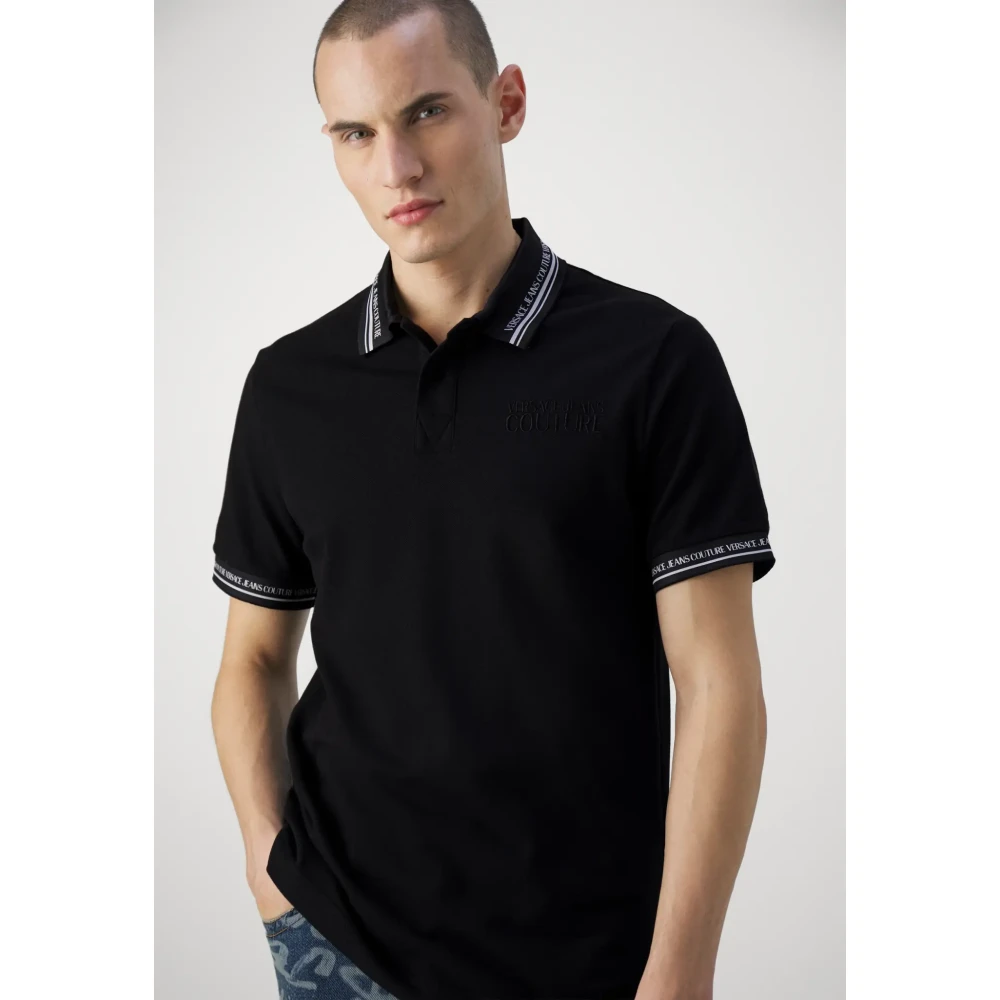 Versace Jeans Couture Zwart Monogram Poloshirt Black Heren