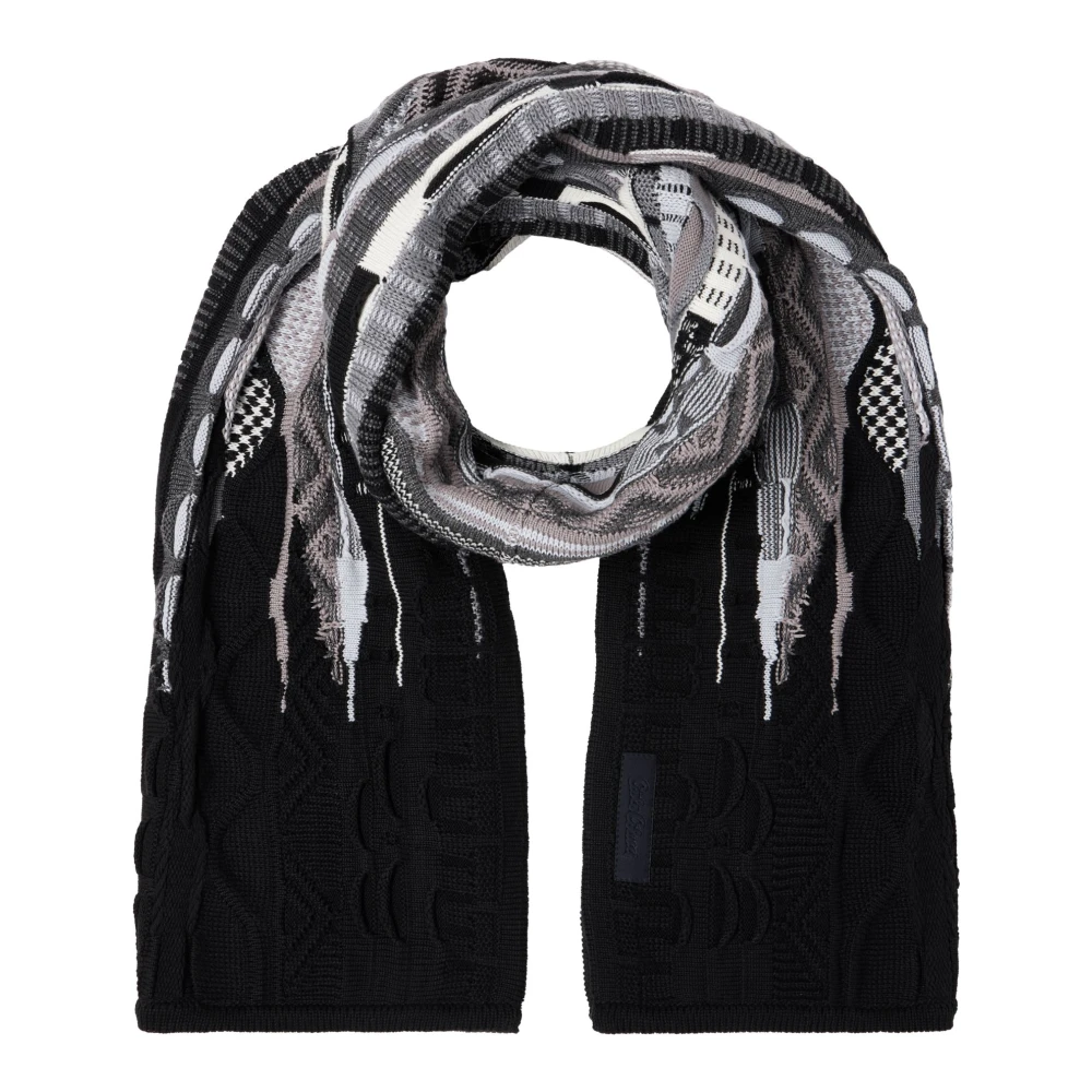Carlo Colucci Men's Black Knit Scarf - Winter Scarves - One Size - Accessories