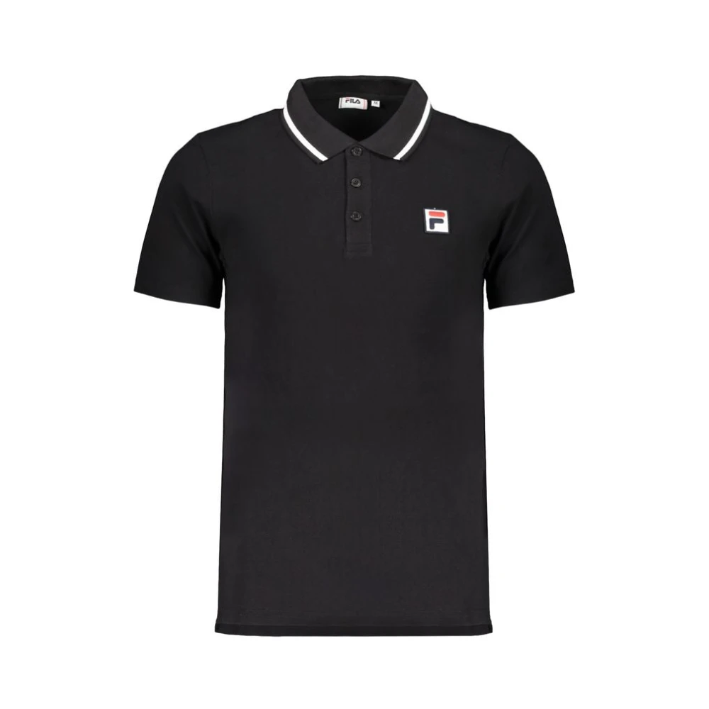 Fila Zwart Katoenen Poloshirt met Contrastdetails Black Heren