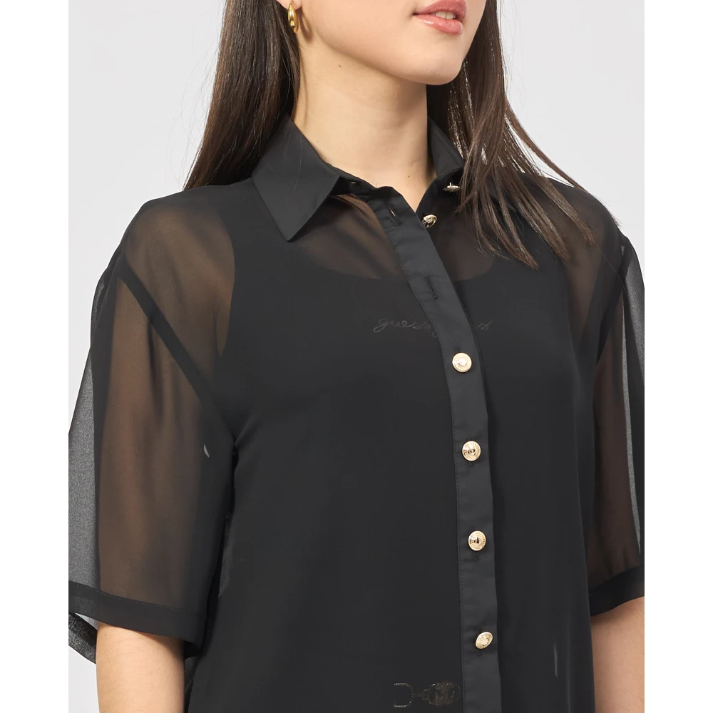 Gaëlle Paris Zwarte doorschijnende shirt met zakken Black Dames