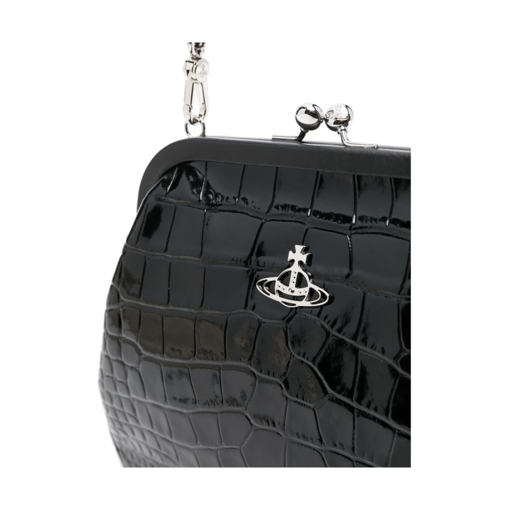 Vivienne Westwood Zwarte Kiss-Lock Handtas met Handtekening Orb Black Dames