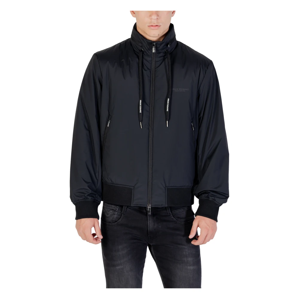 Armani Exchange Herr Svart Jackor 2XL, Ikonisk Blousonjacka För Män