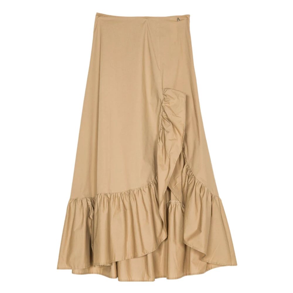 Twinset Beige Lange Rok met Ruches en Split Beige Dames