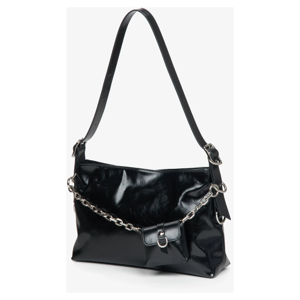 Estro Zwarte Schoudertas voor Vrouwen met Zilveren Ketting Er00114933 Black Dames