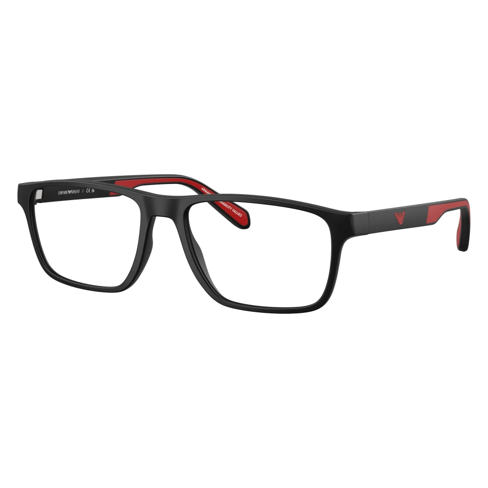 Emporio Armani Unisex Black Glasses, 54 Mm, Rectangle Frame
