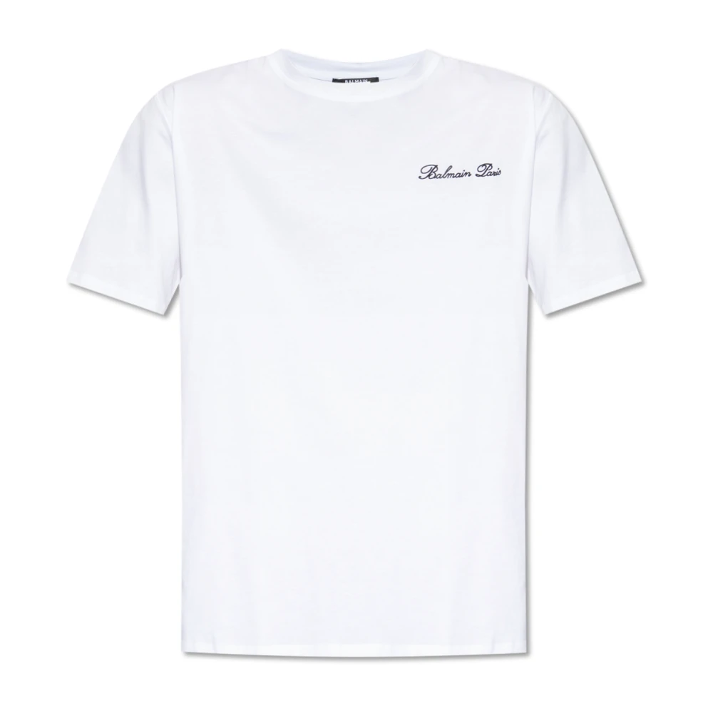 Balmain Biologisch Katoenen T-shirt Casual Pasvorm White Heren