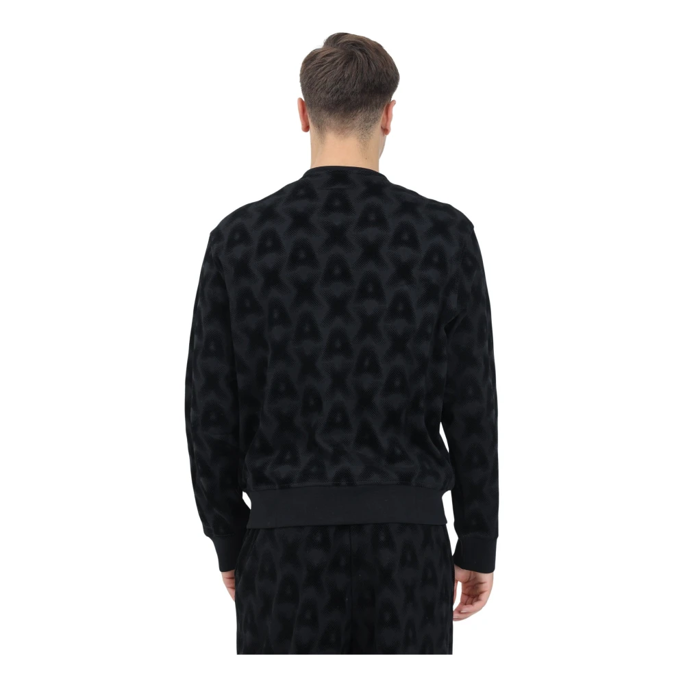 Armani Exchange Logo Patroon Rits Trui Black Heren