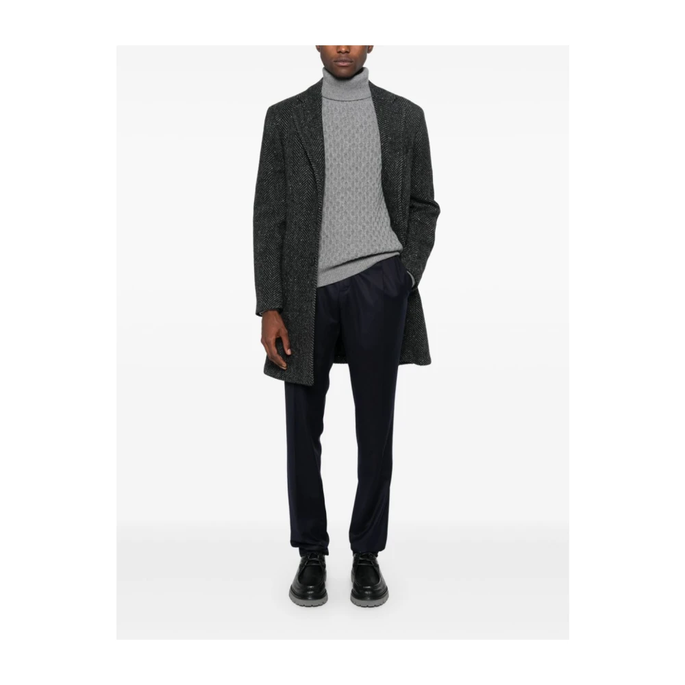 PT Torino Blauwe Wollen-Zijden Broek Blue Heren