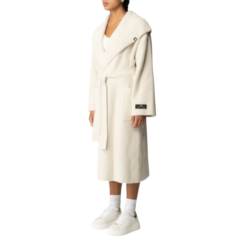 Elisabetta Franchi Stijlvolle Wollen Jas Beige Dames