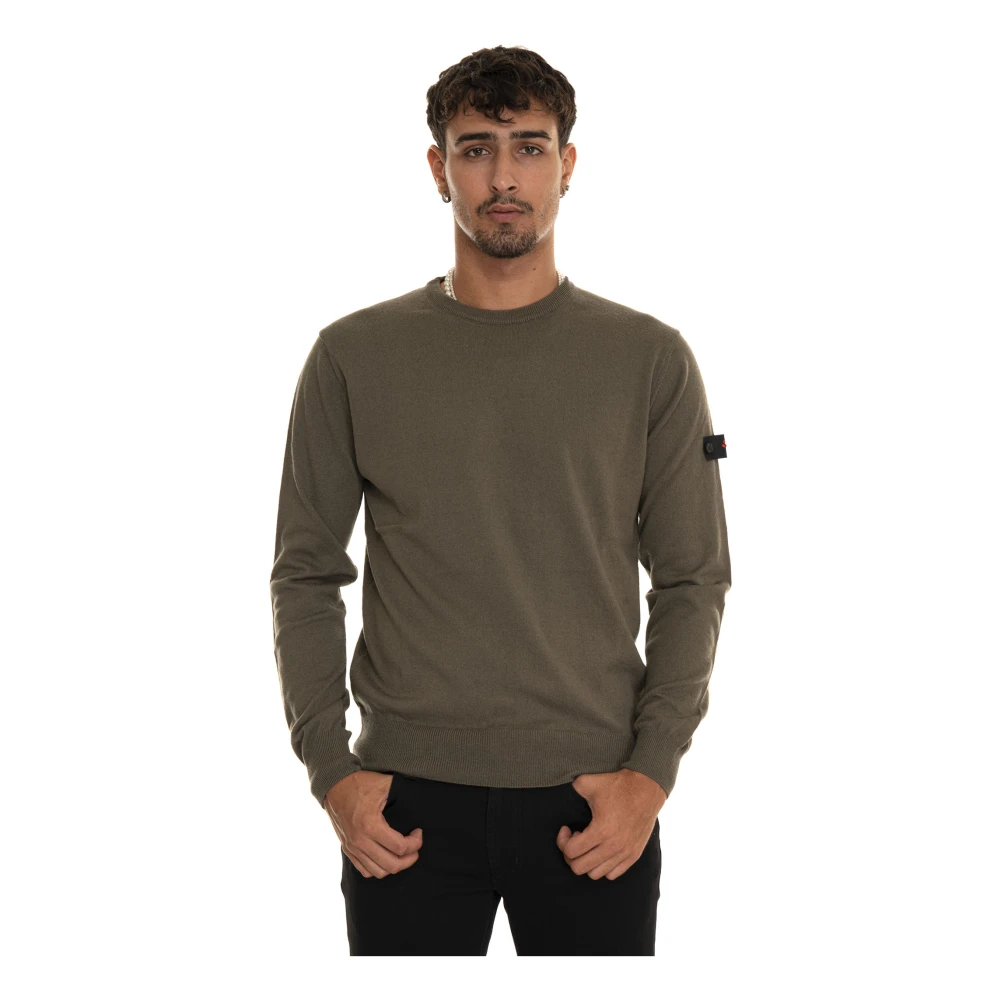 Peuterey Ronde hals trui met armlogo Green Heren