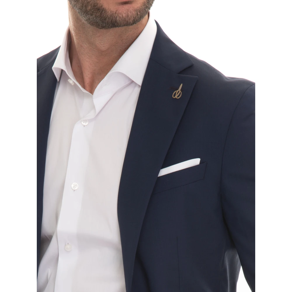 Paoloni Slim Fit 2-Knoops Pak met Zijopeningen Blue Heren