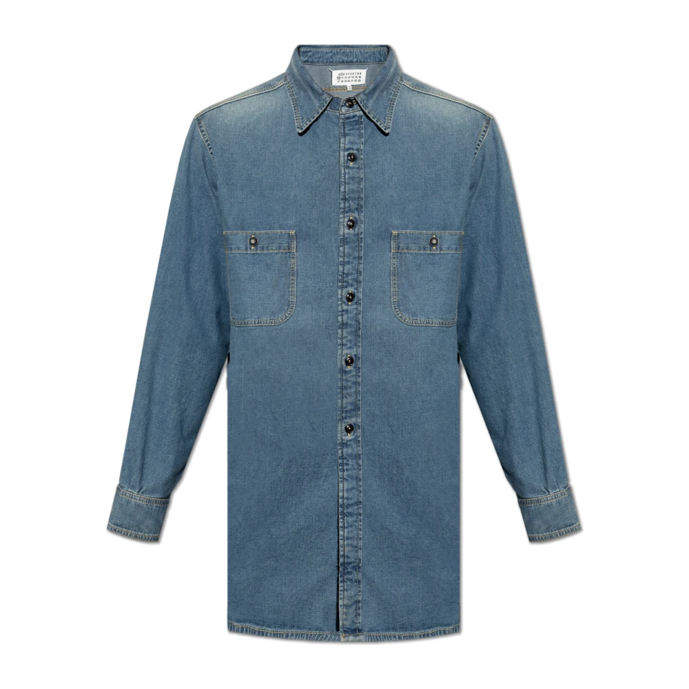 Maison Margiela Men's Blue Denim Shirt With Vintage Effect