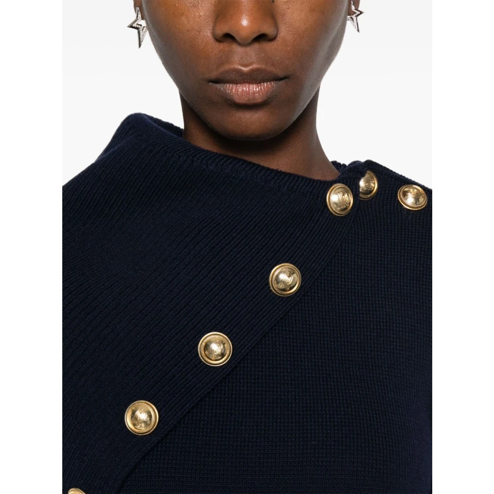Paco Rabanne Navy Merino Wol Trui Elegant Blue Dames