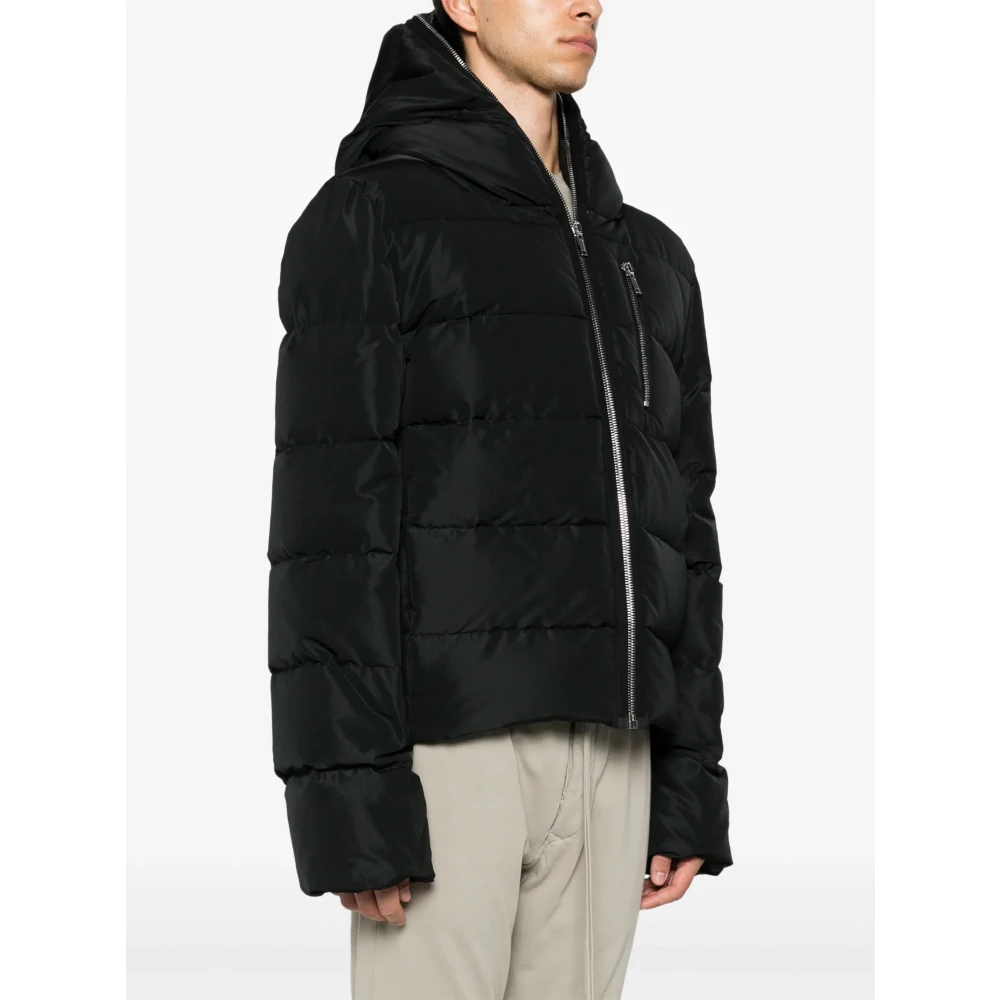 Rick Owens Zwarte donsjas met capuchon Black Heren